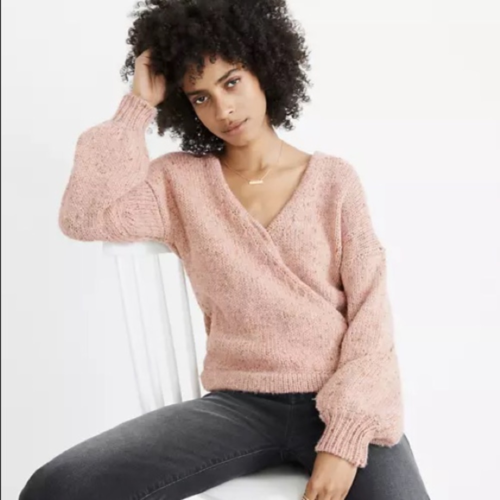 Madewell Beresford Wrap-Front Pullover Sweater